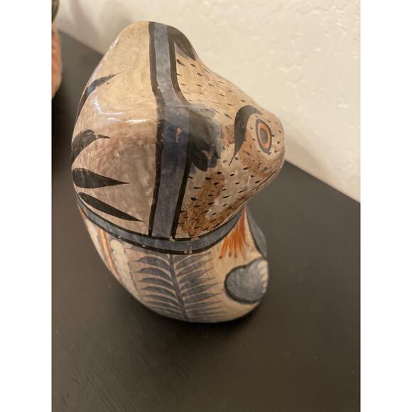 Vintage Tonala Artisan Cat Folk Art Burnished Pottery Ceramic Mexican Large - Picture 8 of 9